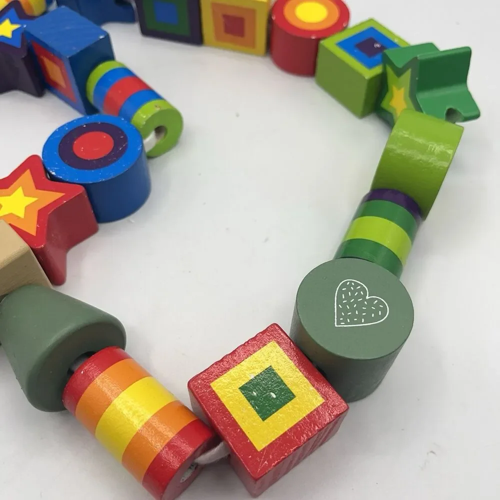 NUMBERS & SHAPES WOODEN LACING BEADS ~ Melissa & and Doug